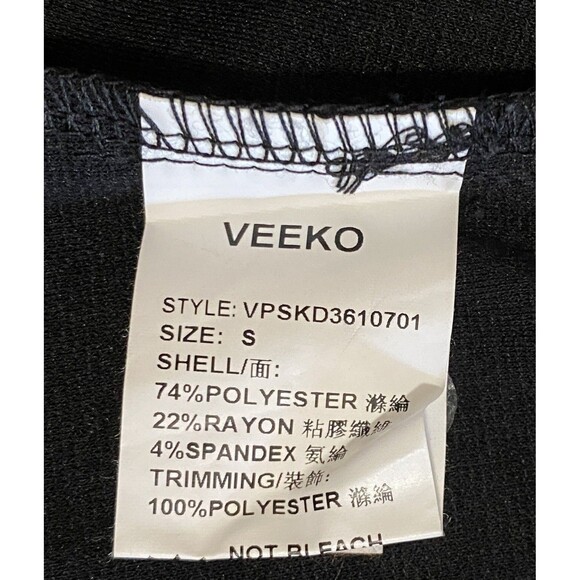 Veeko Women's Dress Long Sleeve Sz S / 34 Black Peek a Boo Lace Knee Length - Picture 12 of 14